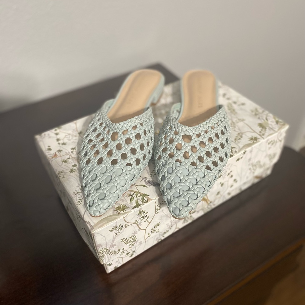 Sincerely Jules Women's Woven Slip-On Mules - Light Blue - 9